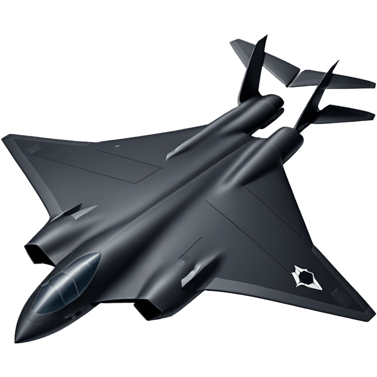 B-2 Spirit bomber - Northrop B-2 (Model Year: 2021) (Iconic colour: Stealth black) - A sleek, stealth bomber with smooth, angular contours and a matte jet-black finish. Emphasize a futuristic, minimalist design with a seamless fuselage, low-profile wings, and an overall intimidating stealth aesthetic. emoji