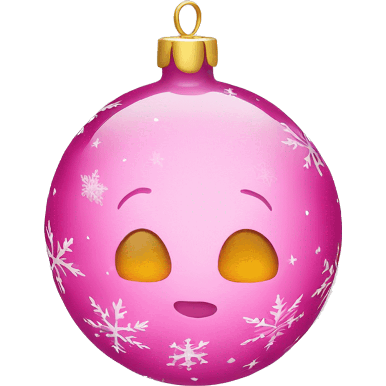 Pink glass with christmas decoration emoji