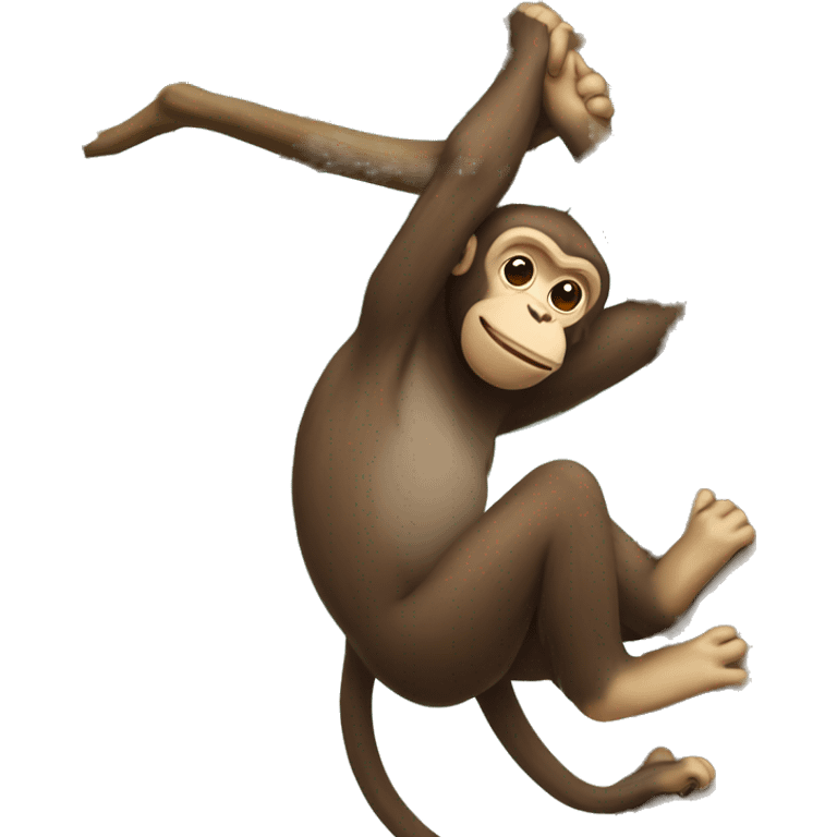 A monkey hanging from a tree ranch emoji