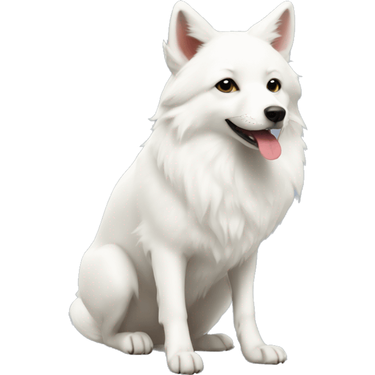 White fox dog and Christmas tree emoji