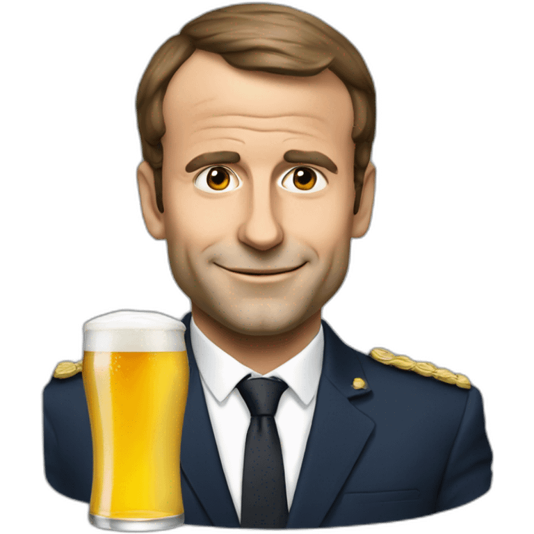 Macron avec une bière emoji