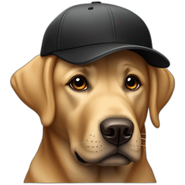 Labrador noir avec une casquette rouge emoji