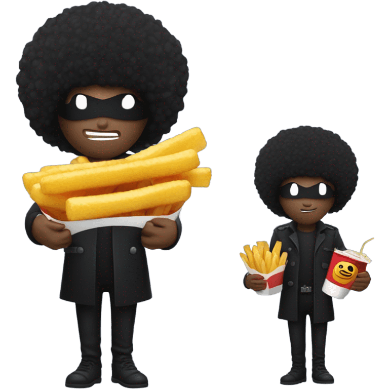 Burglar with an afro and holding a french fry emoji