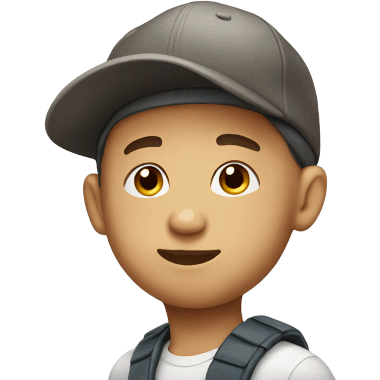 young boy with basecap emoji