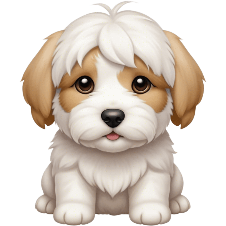 Coton de tulear puppy with a tan spot on head  emoji