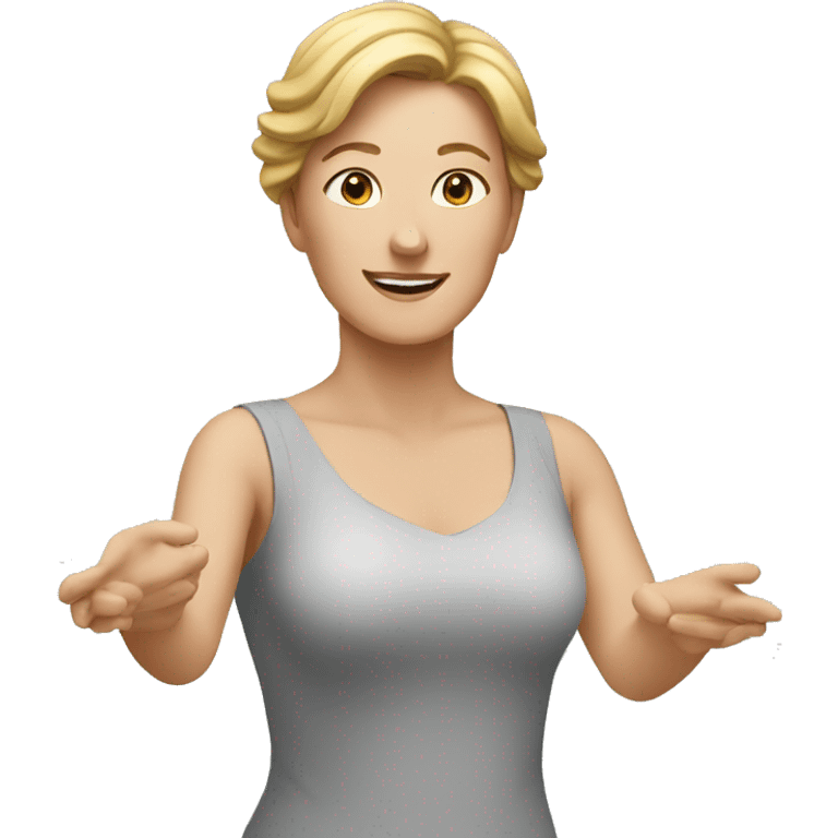 white woman with open outstretched arms emoji