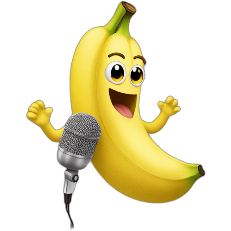 Banana singing with microphone emoji