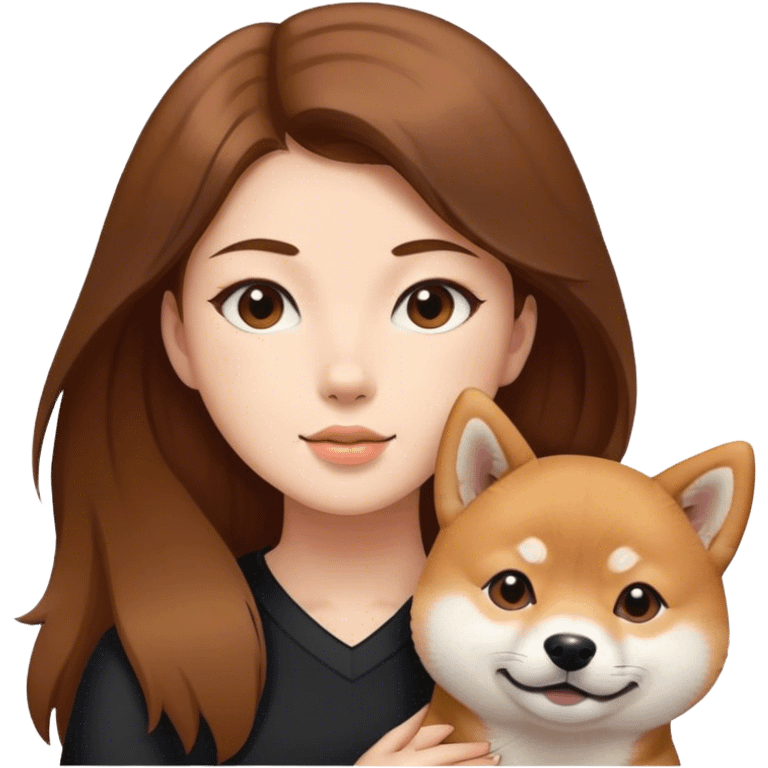 girl brown hair with is Shiba Inu emoji