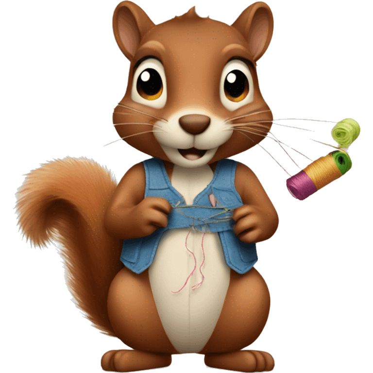 Squirrel with sewing threads emoji