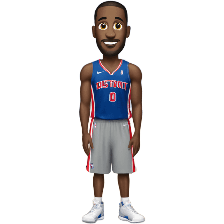 Tall man in Detroit pistons jersey emoji