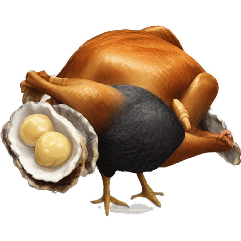 Turkey with black toast and oyster emoji