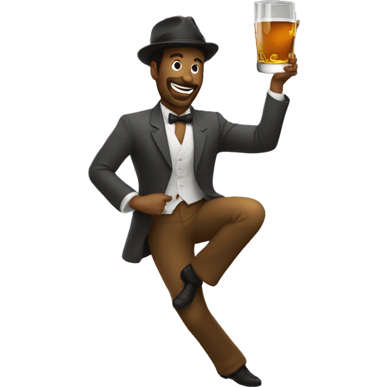 a man dancing with a whiskey glass perfectly balanced on his head emoji