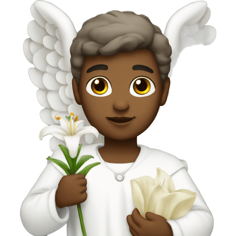 Angel Gabriel holding white lily emoji