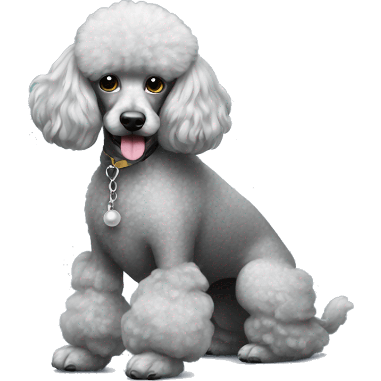 silver poodle playing balls emoji