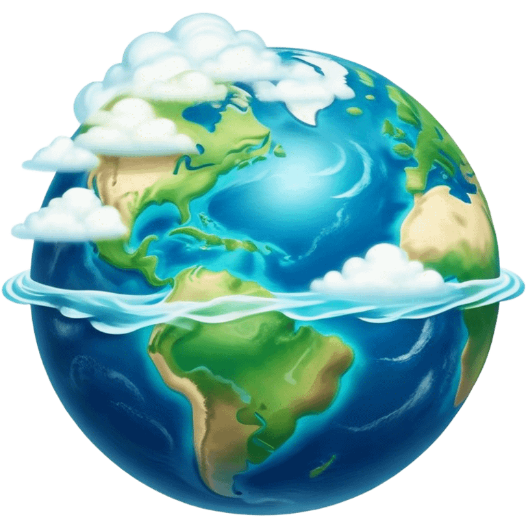 Cinematic Realistic Earth Emoji, depicted with vibrant blue oceans, clouds, and lush green continents rendered in exquisite detail, high shine, and a soft radiant glow that captures the dynamic, life-sustaining beauty of our home planet. emoji