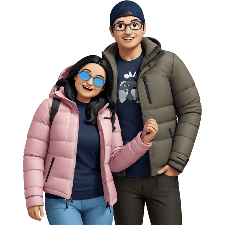 winter adventure couple outdoors emoji