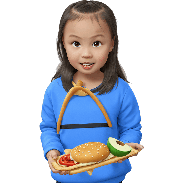 realistic portrait of girl eating emoji