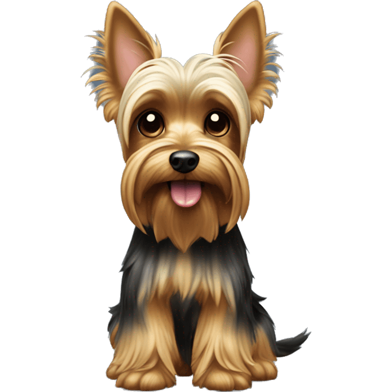 tall long yorkie with high ears and their tongue out to the side emoji