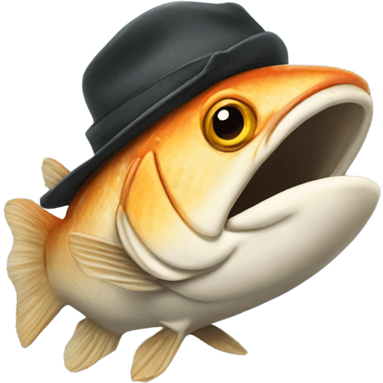 Fish head wearing a hat emoji