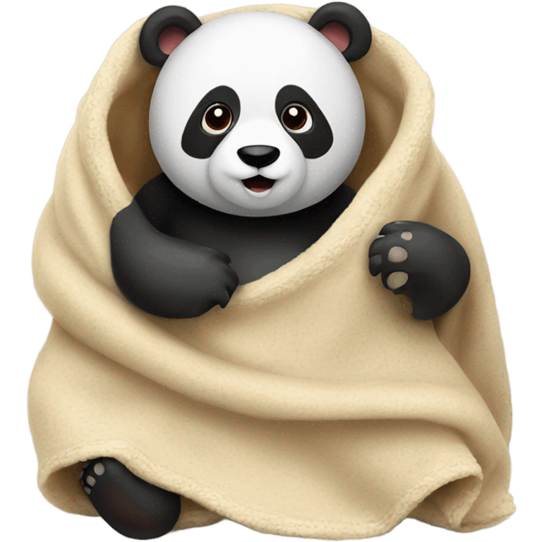 A panda is in a blanket with a brown bear emoji