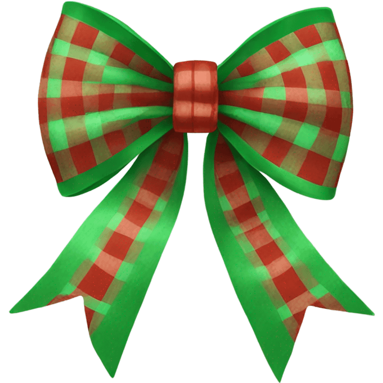 green and red checkered christmas bow  emoji