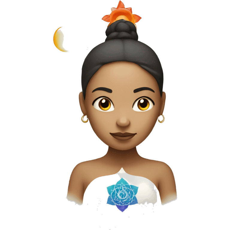 Light skin woman with 7 chakra symbols meditation  emoji