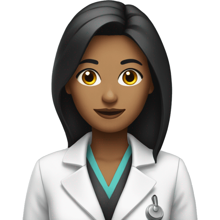 A woman with black straight hair nutritionist in white coat emoji