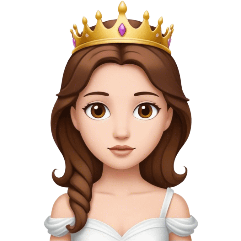 Princess with white dress and brown hair emoji