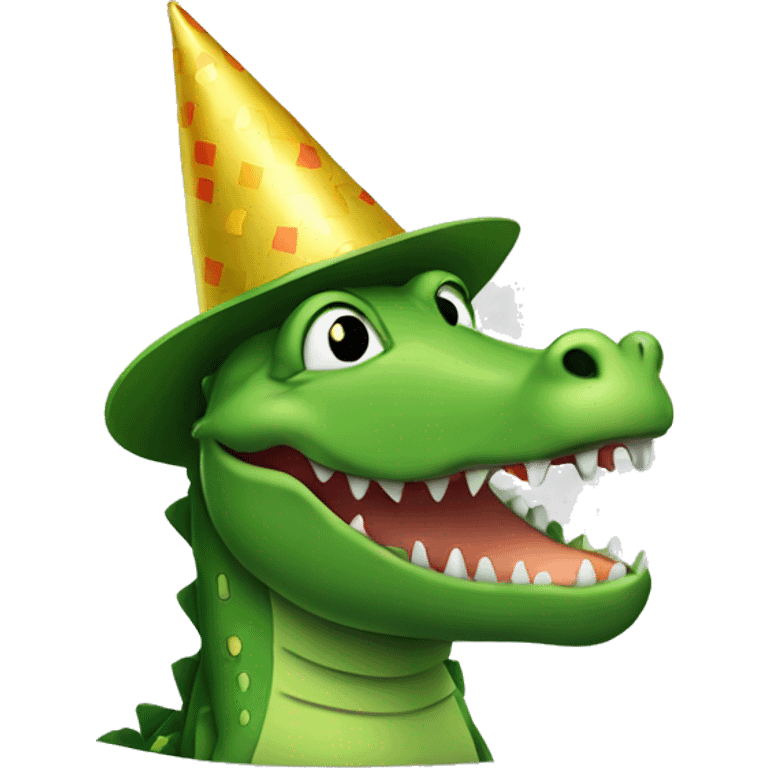 Alligator wearing a party hat  emoji