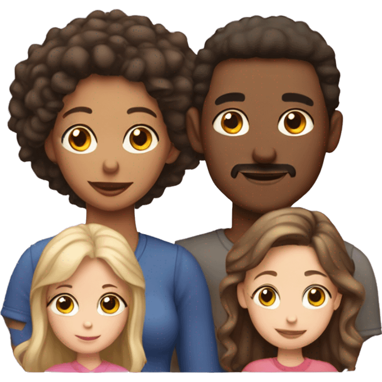 five white family members with two daughters and a son emoji