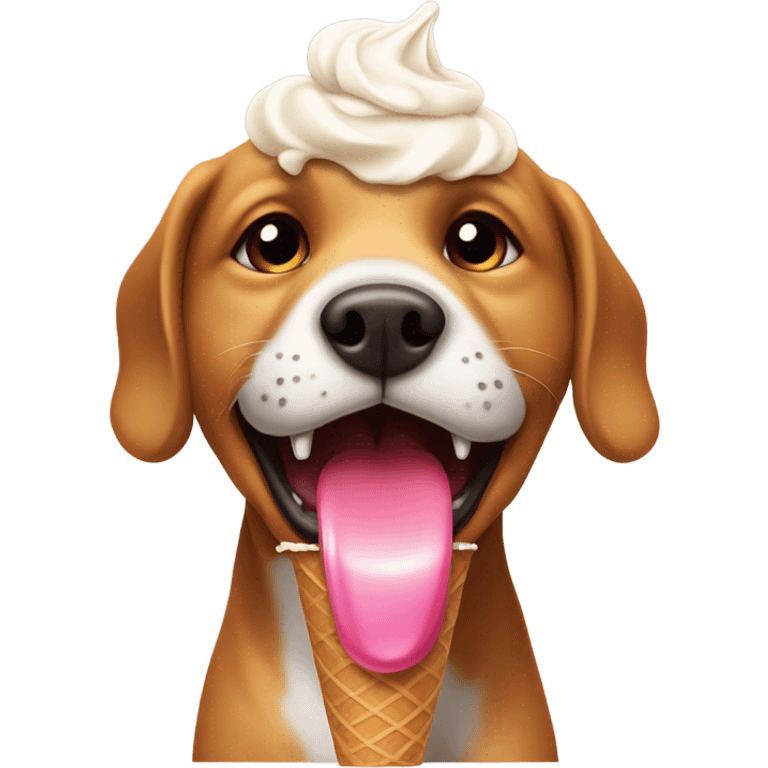 dog licking an ice cream emoji