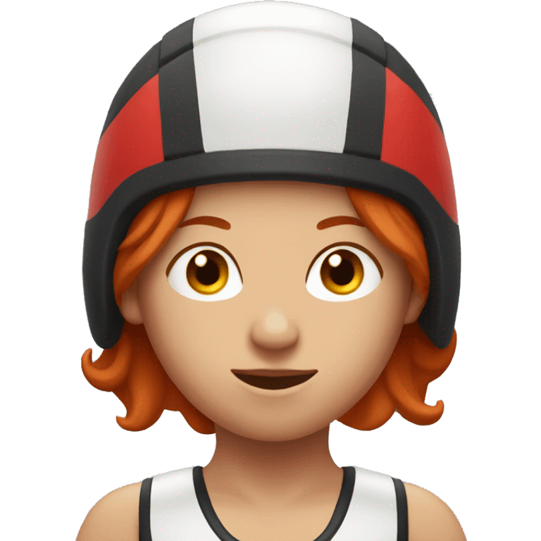 red head woman wearing wrestling helmet  emoji