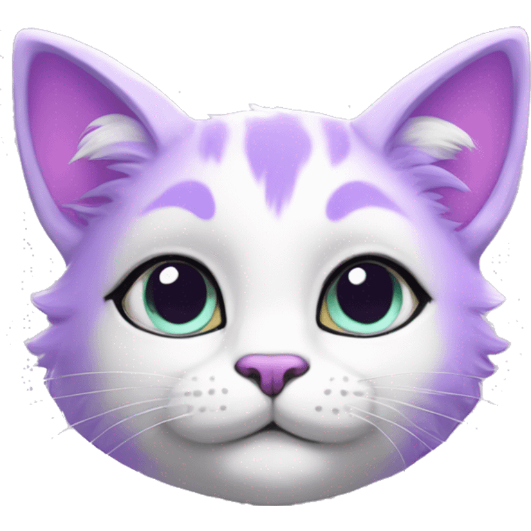 Kawaii colorful bright lilac and white fantasy ethereal anthro feline fursona animal creature emoji