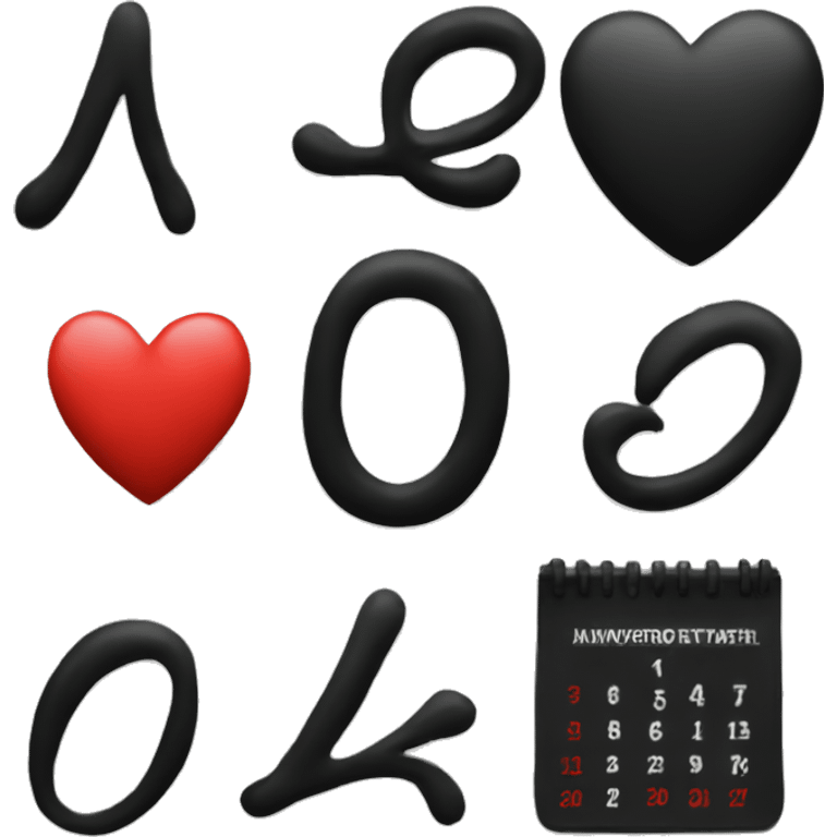 black Calendar with a heart a big 30 on it  emoji