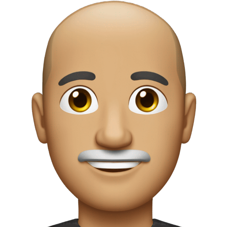 italian middle aged man, with buzz cut and no beard. wearing a black smart shirt unbuttoned. emoji