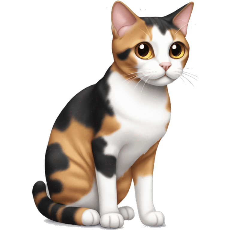 side view full body fat shorthair calico cat emoji