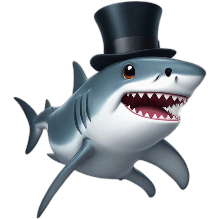 Shark with a top hat emoji