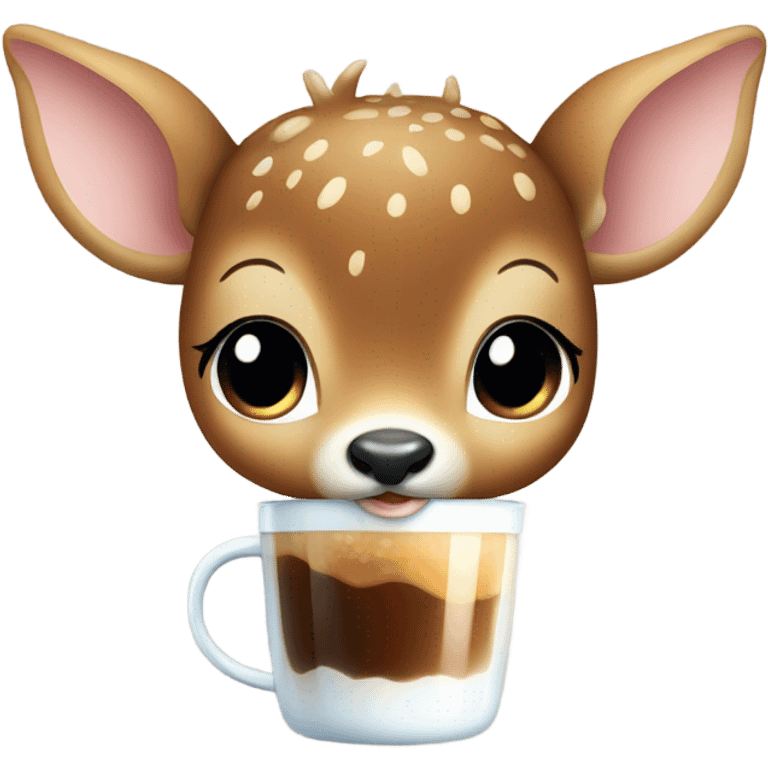 Baby deer drinking iced coffee emoji