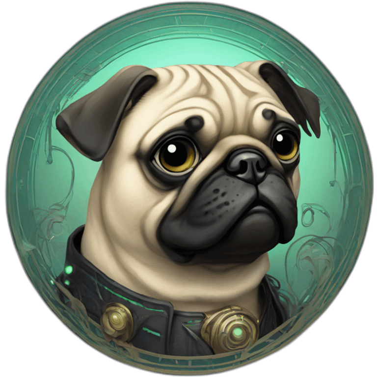 A cyberpunk pug in Art Nouveau style during 1910 emoji