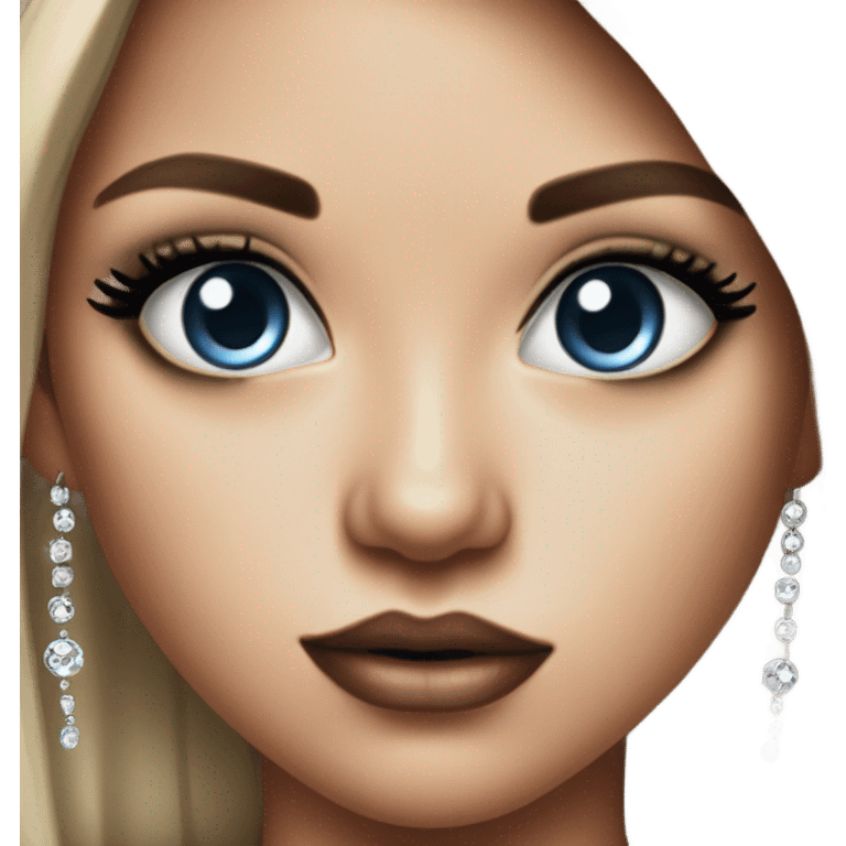 realistic portrait of a girl with piercings in ear and rhinestone makeup on eyes EMOJI emoji