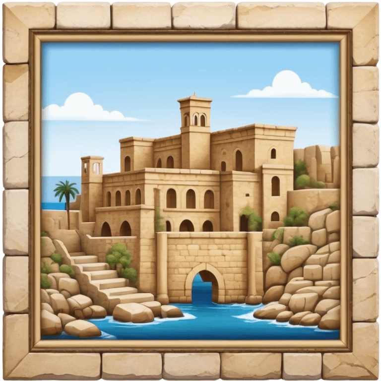 Cinematic Realistic Byblos Old City Landmark Emoji, depicted with ancient, weathered stone structures rendered with lifelike detail and nostalgic, warm lighting. emoji