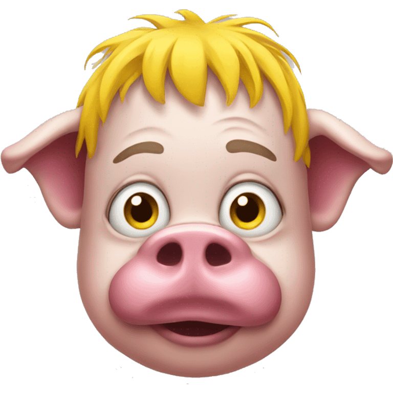 Pig clown with yellow bangs emoji