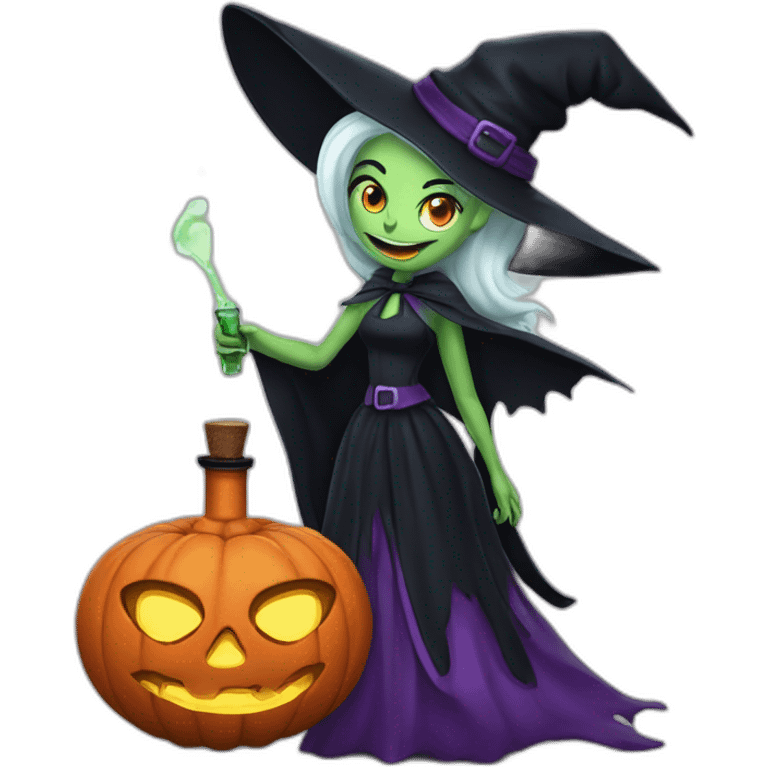 Hallowen witch with poison bottle emoji