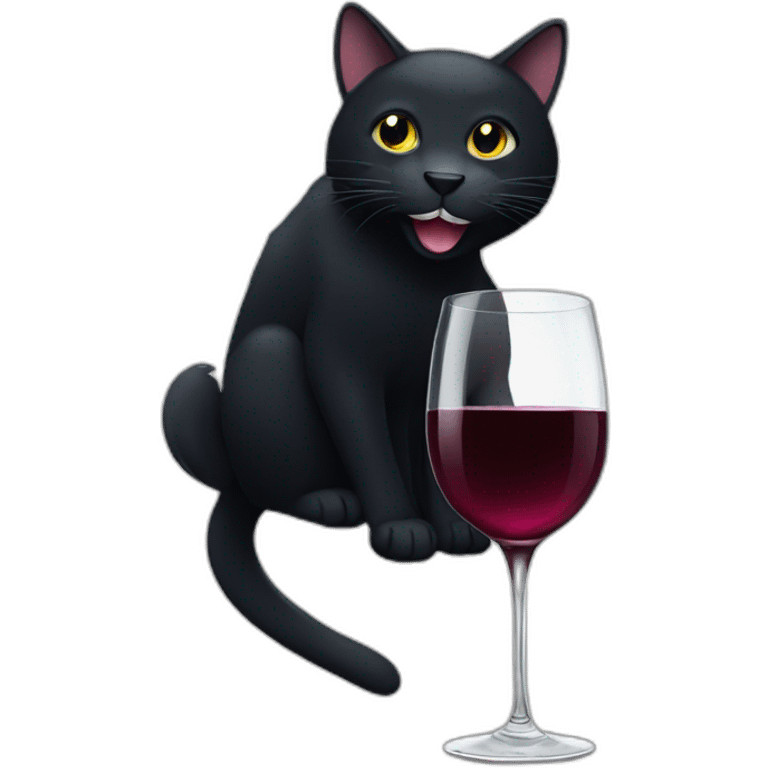 big black cat holding a wine glass emoji