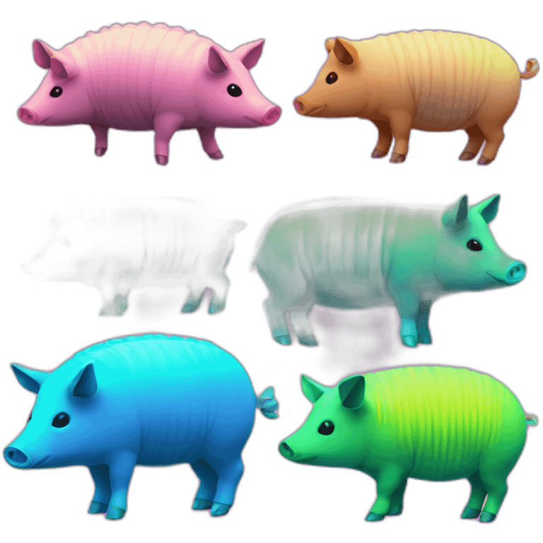 Vaporwave cyan gradient pig armadillo cow centipede insect emoji