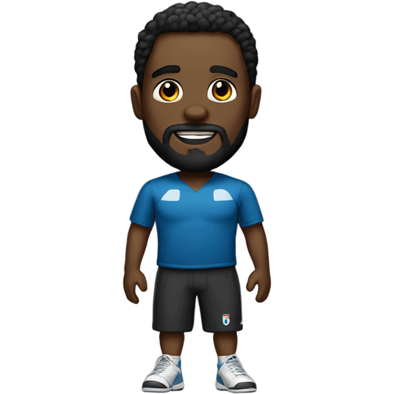 dark-skinned, man, 37 years old, full length, a little beard, wearing sports  emoji