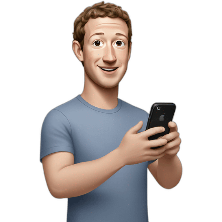 mark Zuckerberg holding an iphone emoji