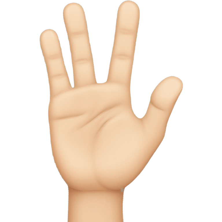 ASL  letter k pointer and ring finger up, thumb on palm  and naturally between the two upright fingers emoji