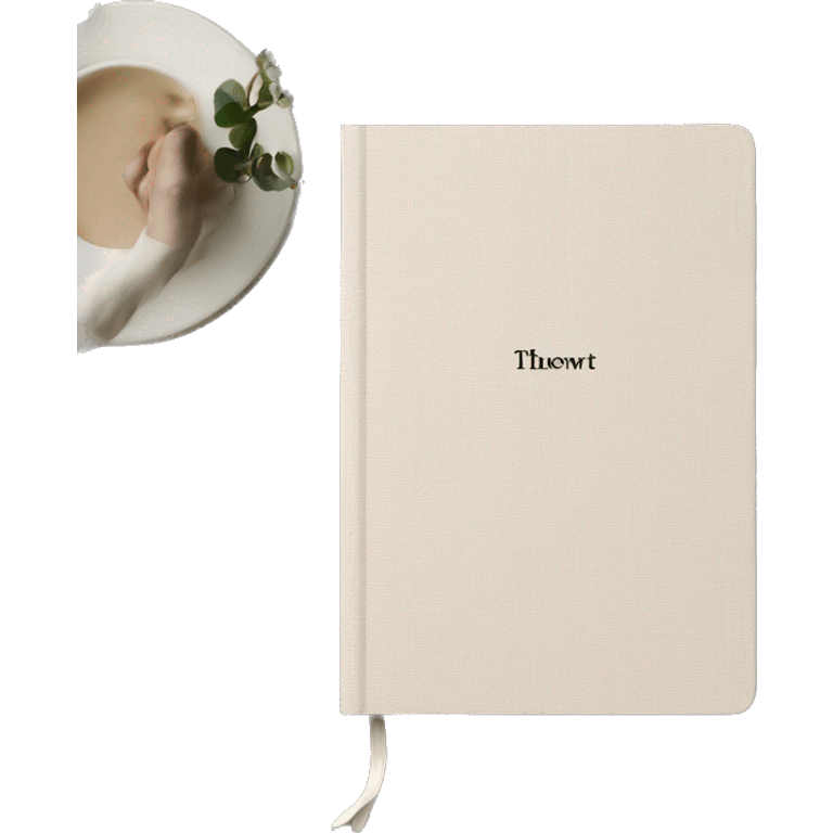 Cream Linen textured cover notebook with a elegant small text emoji