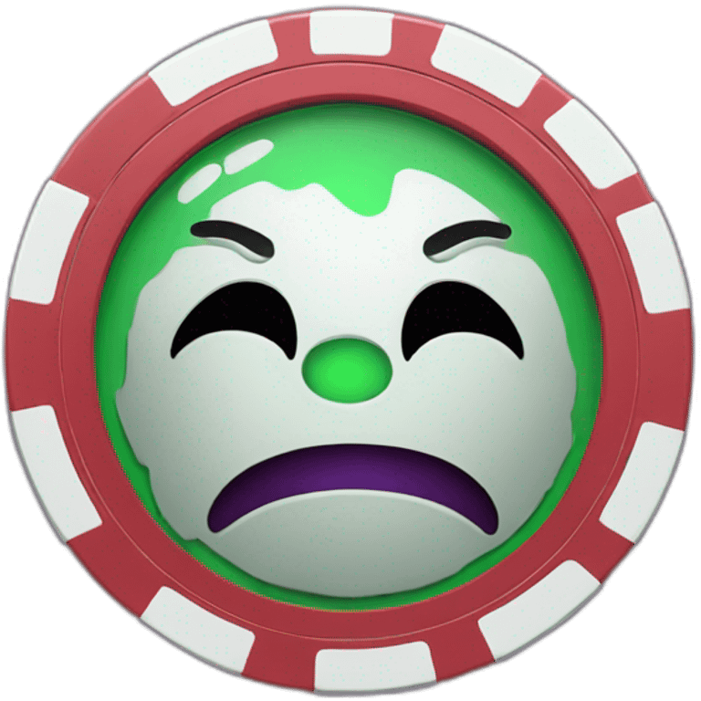 a casino chip with cartoon face emoji